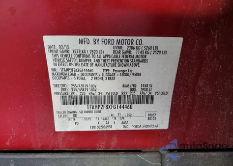 2015 Ford Taurus Limited z USA, uszkodzony, nr VIN 1FAHP2F8XFG144460